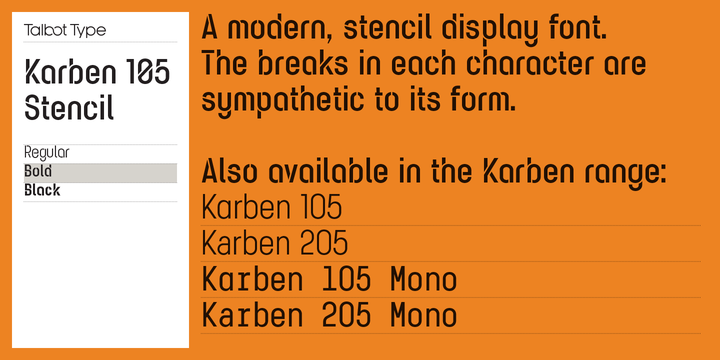 Karben 105 Stencil Regular Oblique Font preview